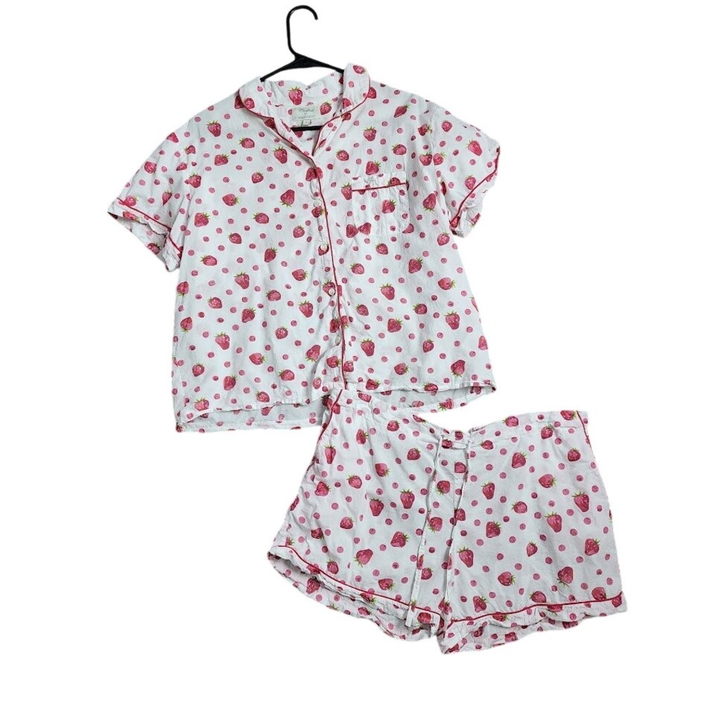 CRAFTED BY MAHOGANY Strawberry Print Matching PJ Set Cottagecore Coquette Size L